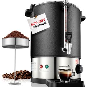 50 Cup Commercial Coffee Urn with Temp Control, Extra Large Coffee Maker | 1200W, 8L/50cups, Double Insulated 304 Stainless Steel, Coffee Dispenser Hot Water Urn, For Home Party Office Catering
