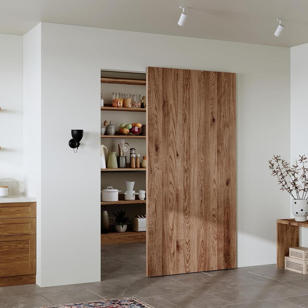 42" Concealed Sliding Barn Door Hardware Kit with Soft Close Mechanism for 34in Passage Opening, Hidden Sliding Door Hardware, Wall Mount for Interior Wooden Door (NO Door)