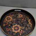 Plastic Coffee Trays,Serving Tray,Bohemian Round Tray,13" Dx 1.57" H,Lightweight and Non-Slip with Handles,Perfect for Restaurants,Cafs,and Home Use (Round)