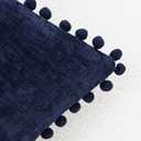 CaliTime Throw Pillow Covers Decorative 20 X 12 Inches Pack of 2 Cozy Solid Dyed Soft Chenille Cushion Cases with Pom Poms for Couch Sofa Bed Living Room Home Navy Blue