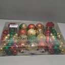 92ct Christmas Tree Decoration Set - Shatterproof Christmas Baubles with Strings for Wreath, Garland & Party Decoration, Red-Green