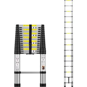 Telescoping Extension Ladder 15.5FT, Aluminum Telescopic Ladders with Carry Bag for Outdoor Indoor Use