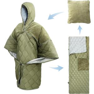 Night Cat Sleeping Bag for Camping - 4 in 1 Poncho for Adults Ultralight Wearable Quilt 3 Seasons Suitable for 1 Person
