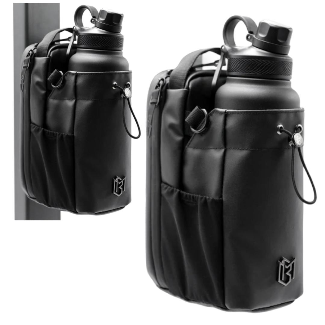 FlyLanyards Magnet gym bag for Men and Women,Magnetic Sling Pocket Bottle ，Holds A 40 OZ Mug，Magnetic Water Bottle Holder for GymGym Bag for Gym,Sports, Trave for Cycling(Black)