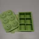 Large Square Ice Molds with Sealed Lid & Clamp, Silicone Ice Cube Trays (Set of 2) - 6pcs Big Square & 6 pcs Ball Ice Maker for Whiskey, Cocktails and Coffee, Keep Drinks Chilled, BPA-Free (Green)