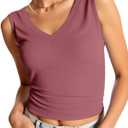 Imily Bela Womens Ribbed Tank Tops Summer Slim Fit V Neck Tops Casual Basic Knit Sleeveless Shirts (XXL)