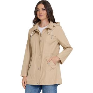 Steve Madden Rain Jacket Women - Waterproof with Hood Anorak Rain Coats for Women Windbreaker Plus Size XS-3X (Small, Sand)