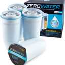 ZeroWater Official 5-Stage Water Filter for Replacement, NSF Certified to Reduce Lead, Other Heavy Metals and PFOA/PFOS, 4-Pack, White