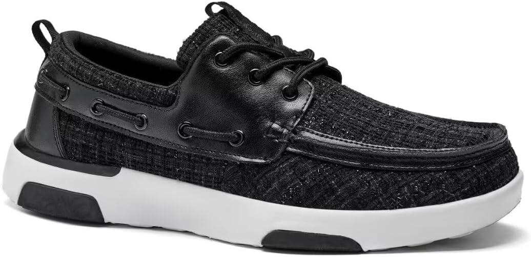 OrthoComfoot Men's Orthopedic Walking Shoes with Arch Support: Casual Plantar Fasciitis Slip-On Loafers for Flat Feet, Orthotic Adjustable Fashion Sneakers for Foot and Heel Pain (Black)