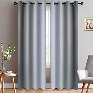 Yakamok 84 Inch Length Gray and Greyish White Gradient Color Ombre Curtains for Bedroom, Room Darkening Thermal Insulated Grommet Window Drapes for Living Room (2 Panels, 52x84 Inch)