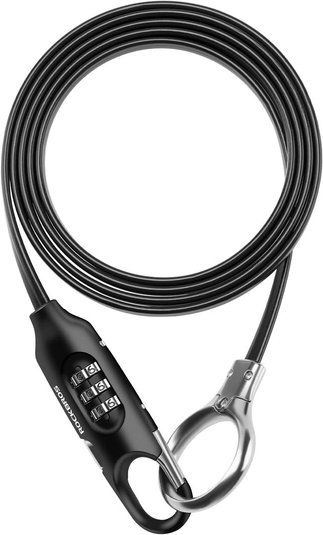 ROCKBROS 5FT Bike Lock Cable with Preset Combination Lightweight Versatile & Weatherproof Security Bike Lock, Black