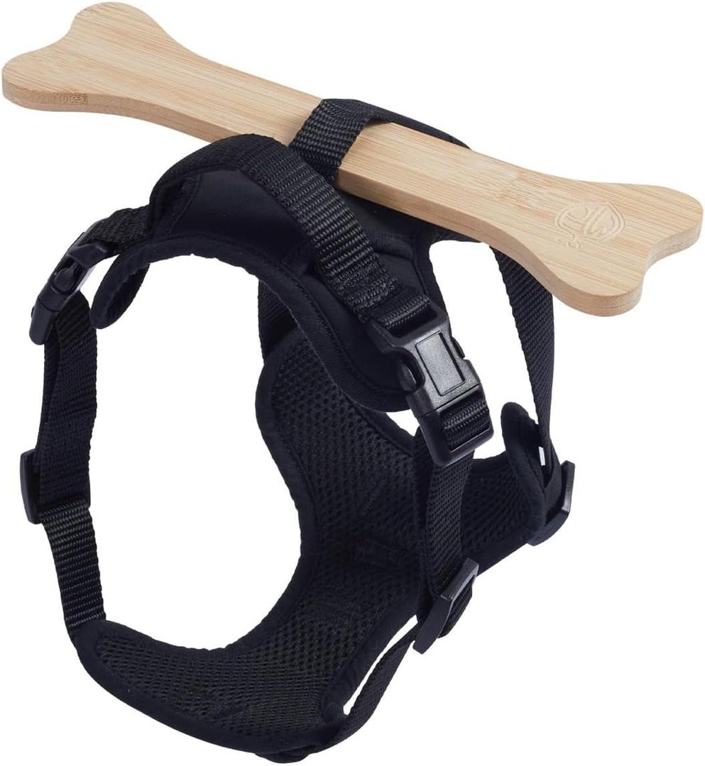 MFC® Harness + Wooden Bone (Fixed) for Small Dogs or Puppies | Prevents your Pet from Escaping through The openings in The Fence | Fence Blockers for Dogs| Puppy Bumpers.(Small), Black