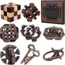 8 Pcs Brain Teaser Puzzles for Adults Teens - Wooden Puzzles 3D Puzzle Game Toys for Adults Teens - Metal Unlock Interlocking Puzzle Adult IQ Education Smart Toys