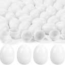 kymqlyw 100 Pcs Easter Eggs Plastic Fillable Easter Eggs Bulk Empty Blank for Easter Basket Stuffers Fillers Easter Theme Party Favor Easter Hunt Stuffers Classroom Prize (White)