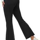 baleaf Women's Petite Flare Leggings Tummy Control Crossover High Waisted Yoga Pants with Pockets Work Casual 27" L