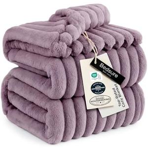 Bedsure GentleSoft Light Purple Fleece Blanket for Couch - Cozy Soft Blankets for Women, Cute Small Throws for Girls, 90x90 Inches