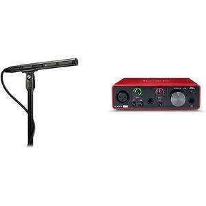 Audio-Technica AT875R Line/Gradient Shotgun Condenser Microphone 9.5 x 5 x 2.75 inches & Focusrite Scarlett Solo 3rd Gen USB Audio Interface, Studio Quality Recording