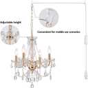 AMZASA Plug in Crystal Chandelier,French Country Gold Crystals Chandelier Pendant Lighting, 4 Light Glass Crystal Light for Living Room, Wedding, Island, Bedroom, Hallway,Foyer,Electroplating