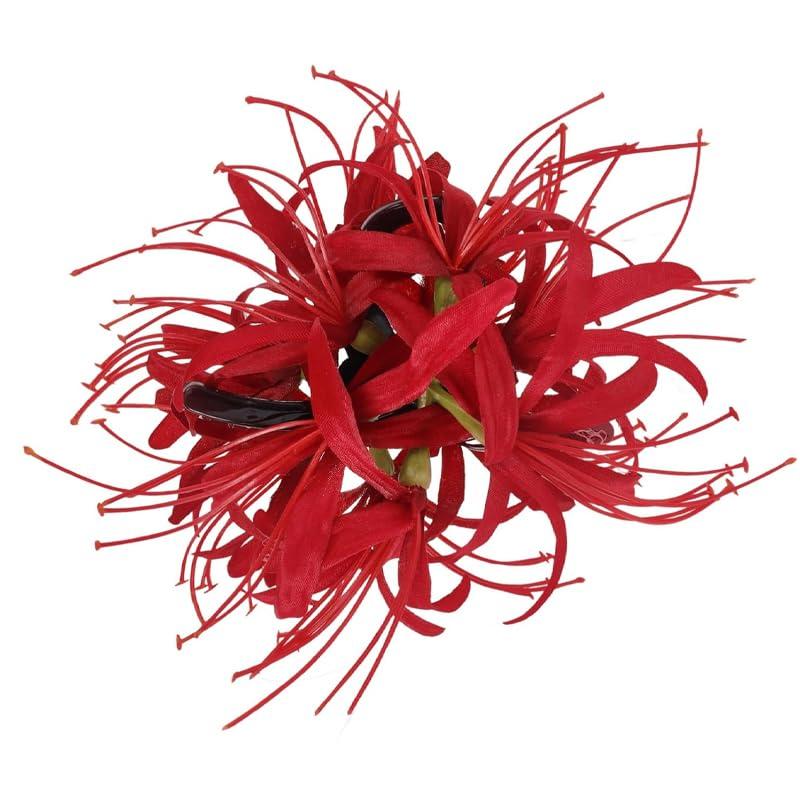 Spider Lily Hair Claw Clips,Large Red Flower Hair Clips for Women,Non-Slip Hawaiian Beach Claw Clip for Thick Hair,Realistic Flower Hair Accessories for Tea Party Bridal Wedding