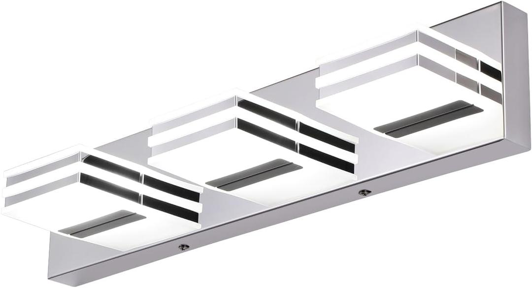 LED Vanity Lights 20in Bathroom Lights Fixtures over Mirror 3 Light LED Lighting Fixture for Bathroom 18W Mirror Lighting Fixture Modern Bath Light Bar Chrome Bath Lamps 6000K Vanity Wall Scone