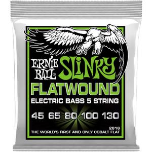 Ernie Ball 5-String Regular Slinky Flatwound Bass Guitar Strings, 45-130 Gauge (P02816)