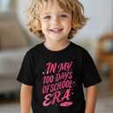 100 Days of School Shirt Kids  Boys Girls Toddler Happy 100th Day of School T-Shirt, Kindergarten 100 Day,3T-7T (Black)