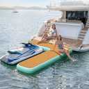 FBSPORT Inflatable Jet Ski Dock, 8ft Inflatable Floating Dock for Lake Ocean Pool, PWC Inflatable Dock Floating Platform, Non-Slip EVA Surface, Boat Fenders for Docking, L-Shaped Left
