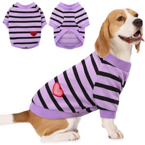 Dog Shirts for Large Dogs, Striped T-Shirts Dog Vest Pet Apparel Tee Shirts Spring Summer Suitable for Small and Medium Large Pets French Bulldog Bichon, Purple L
