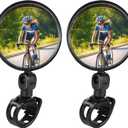 Bike Mirror, Bicycle Cycling Rear View Safe Mirrors, Adjustable Rotatable Handlebars Mounted Plastic Convex Mirror for Mountain Road Bikes (2 PACK BLACK)