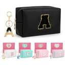 AIBFRID Birthday Gifts for Women Her,Travel Cute Makeup Bag,Large Capacity Cosmetic Bags for Women Makeup Pouch PU Leather Waterproof Cosmetic Bag (A, Black)