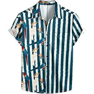 VATPAVE Mens Hawaiian Flamingo Shirts Casual Tropical Short Sleeve Button Down Shirt Summer Beach Shirts (XL)