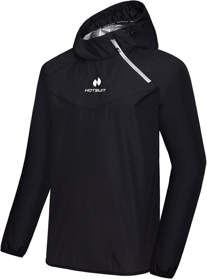 HOTSUIT Sweat Suits Sauna Suit Men Weight Loss Gym Exercise Workout Jacket, Black, 5XL