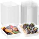 100Pack 4x4x2.5 Inches Charcuterie Boxes with Clear Lids - Bakery, Chocolate Covered Strawberries, Mini Cake, Pie Boxes for Christmas, Valentine's, Halloween, Easter (White)