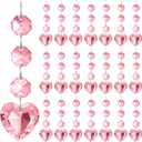 Pink Heart Ornament Chandelier Decoration Hanging Crystal Decoration Heart Crystal Suncatcher for Hallway Wedding Window Valentine's Day Tree