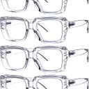 Eyekepper 4 Pack Stylish Reading Glasses Women - Oversized Square Readers Transparent +3.00