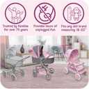 Badger Basket Double Doll Stroller with Canopy & Storage Basket - Pink, 18