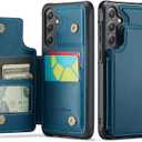 Vinich for Samsung Galaxy S24 Wallet Case with Card Holder, RFID Blocking Credit Slots Kickstand Shockproof Phone Cover Fit for Galaxy S24 6.2" Blue