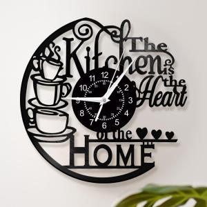 12'' Kitchen Vinyl Record Wall Clock, Kitchen Heart Home Theme Wall Clock Coffee Bar Wall Watch Clock Coffee Wall Decor Battery Operated Silent Movement for Women Wife Restaurant Dining Room (Without Led)