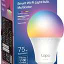 Tapo TP-Link Smart Light Bulbs, 1100 Lumens High Brightness(75W Equivalent), Matter-Certified, 16M Colors RGBW LED Bulb, Dimmable, CRI>90, Voice Control w/Siri, Alexa & Google Home, A19 E26 L535E (1 Pack)