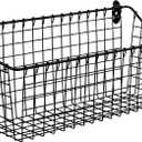 Spectrum Large Wire Wall Mount Storage Basket Matte Black, Wall Mount Storage Basket Organizer for Kitchen Bathroom Pantry, Versatile Wire Caddy Organizer