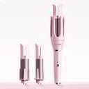 3 in 1 Automatic Curling Iron, Hair Curlers with 3 Curling Barrels (1" - 1.25" - 1.5"), Rotating Curling Iron with 3 Temp, 2-Way Rotation, 10S Fast Heating, Anti-Scald, Dual Voltage, Pink