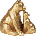 Guichifun Kissing Bear Statues Collectible Figurines - Resin Gold Mother and Baby Bear Statues for Home Decor Modern for Livingroom Bedroom for Mother 8 x 4 x 6.5 Inch