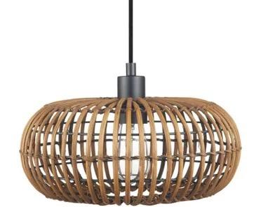 GLOBE Electric 65939 Fitz 1-Light Plug-in or Hardwire Pendant Lighting, Rattan Shade, White Socket
