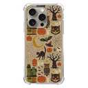 Qivtpjkrin Vintage Halloween Design Phone Case for iPhone 16 Pro, Hippie Cat Skull Pumpkin Pattern Cover for Girls Boys Women Men for iPhone 16 Pro, Unique Trendy TPU Bumper Cover Case