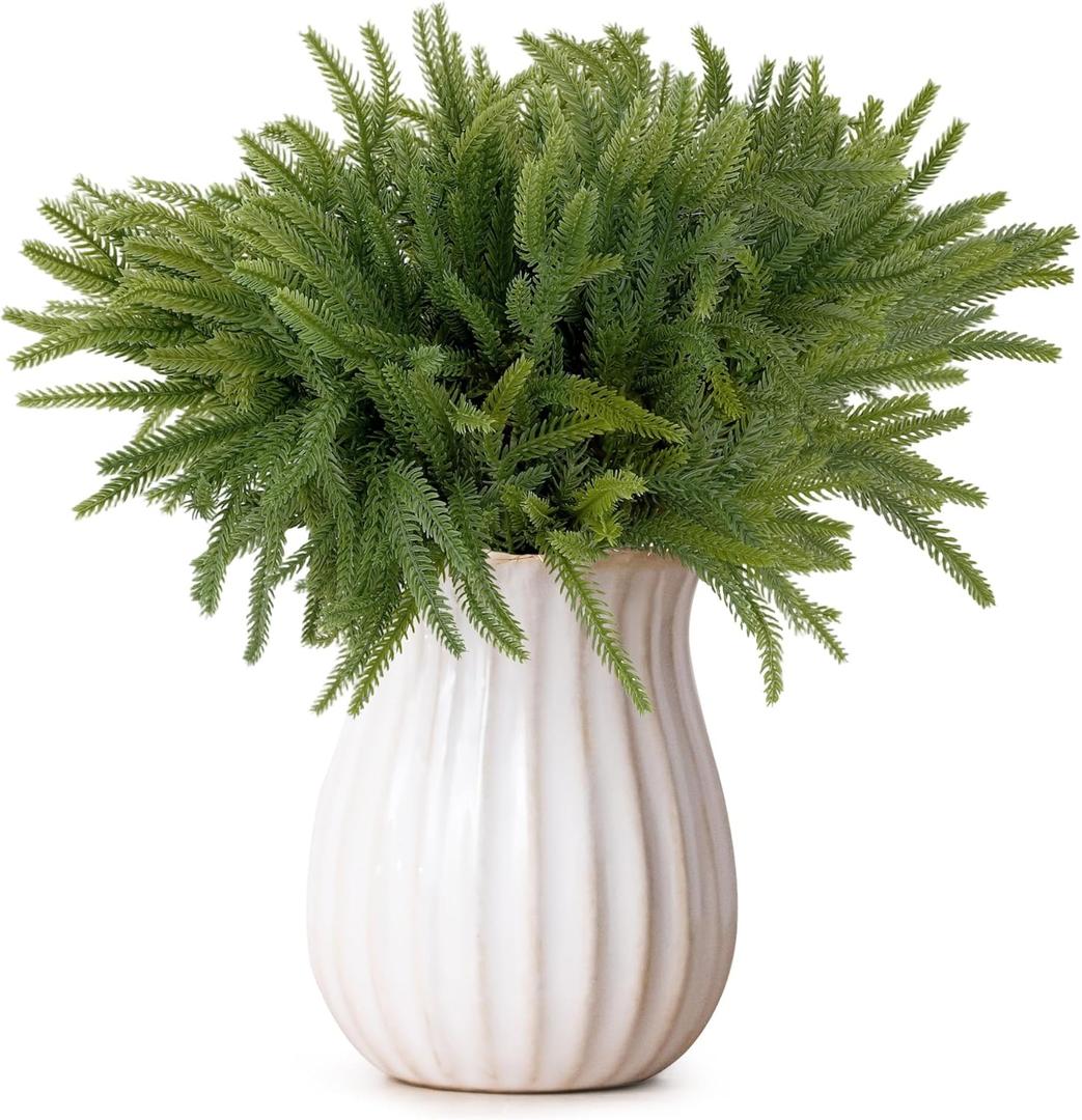 Fovths 6 Pieces Christmas Norfolk Pine Branch 18 Inch Norfolk Pine Stems Artificial Norfolk Christmas Greenery Plants DIY Crafts Faux Pine Branches for Xmas Home Decor Garland Wreath Craft