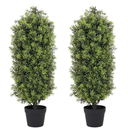 3ft Artificial Boxwood Topiary Trees Set of 2 - UV Resistant Faux Plants for Outdoor/Indoor, Fake Bushes and Shrubs for Front Porch, Planter, Patio - No Maintenance Curb Appeal Plants