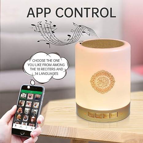 SQ112 Quran Speaker,Touch Quran Lamp Bluetooth Cube Speake AZAN Speaker With Remote & APP Control Full Recitations of Famous Imams and Quran Translation in Many Languages Including English, Arabic