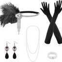 PLULON 1920s Flapper Great Gatsby Accessories Set Fashion Roaring 20's Theme Set