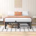VIPSHOW 20 Inch Queen Heavy Duty 3500 lbs Bed Frame with Round-Corner Legs & Anti-Squeak Design – Quick Assembly Metal Platform, No Box Spring Needed