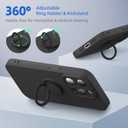 pcgaga Silicone Phone Case for iPhone 15 Pro Max with Screen Protector [Ring Holder Stand] [Wrist Strap] [Microfiber Lining] Slim Shockproof Protective Cover, 6.7 Inch (Black)